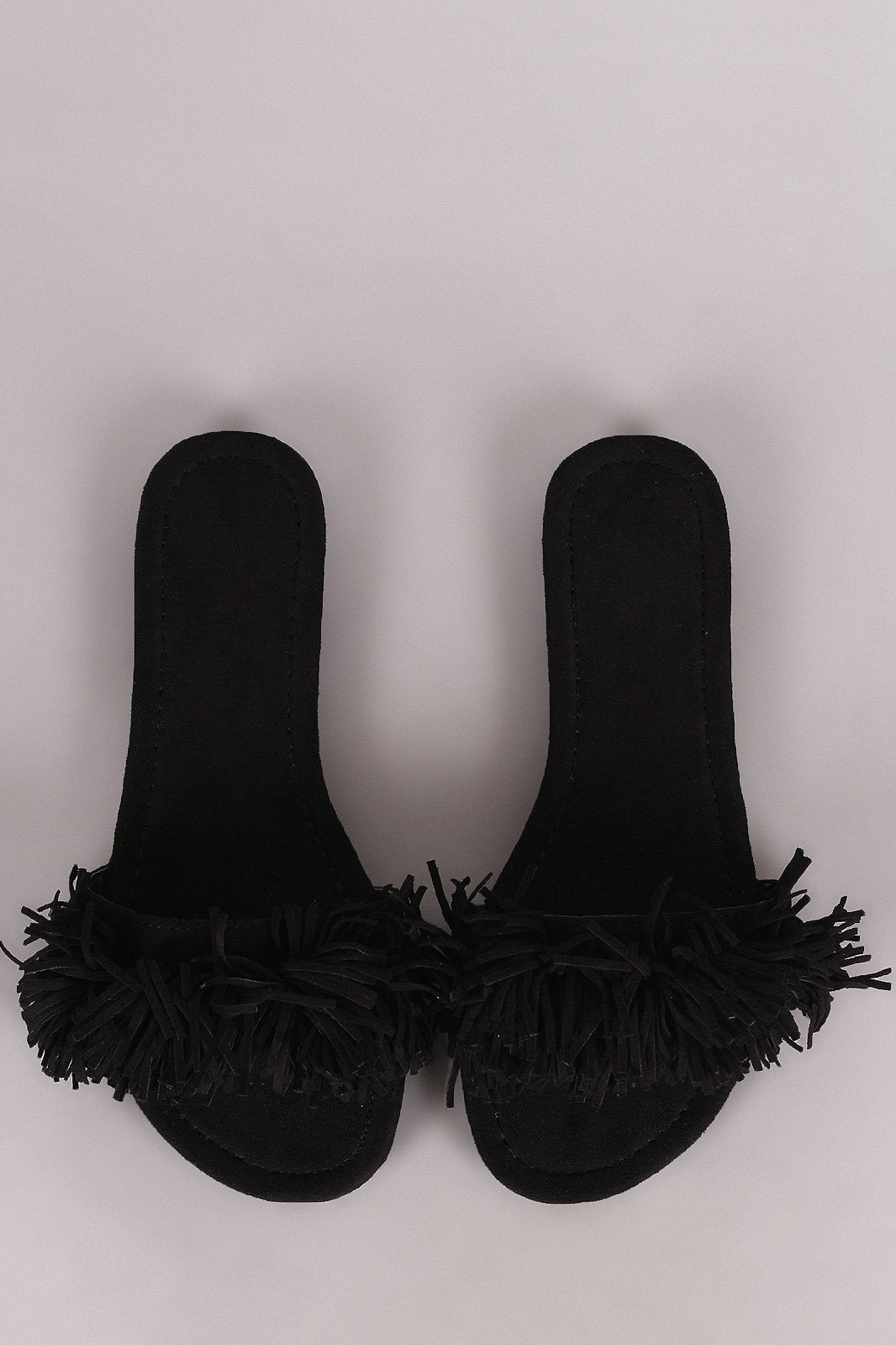 Liliana Suede Fringe Open Toe Slide Sandal - NoveltyOne