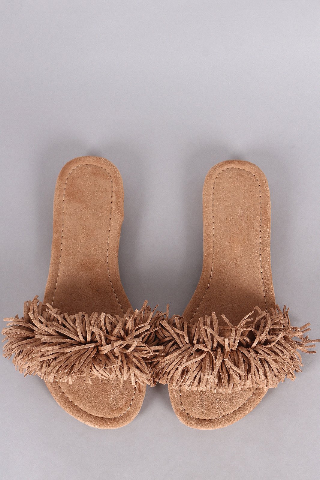 Liliana Suede Fringe Open Toe Slide Sandal - NoveltyOne