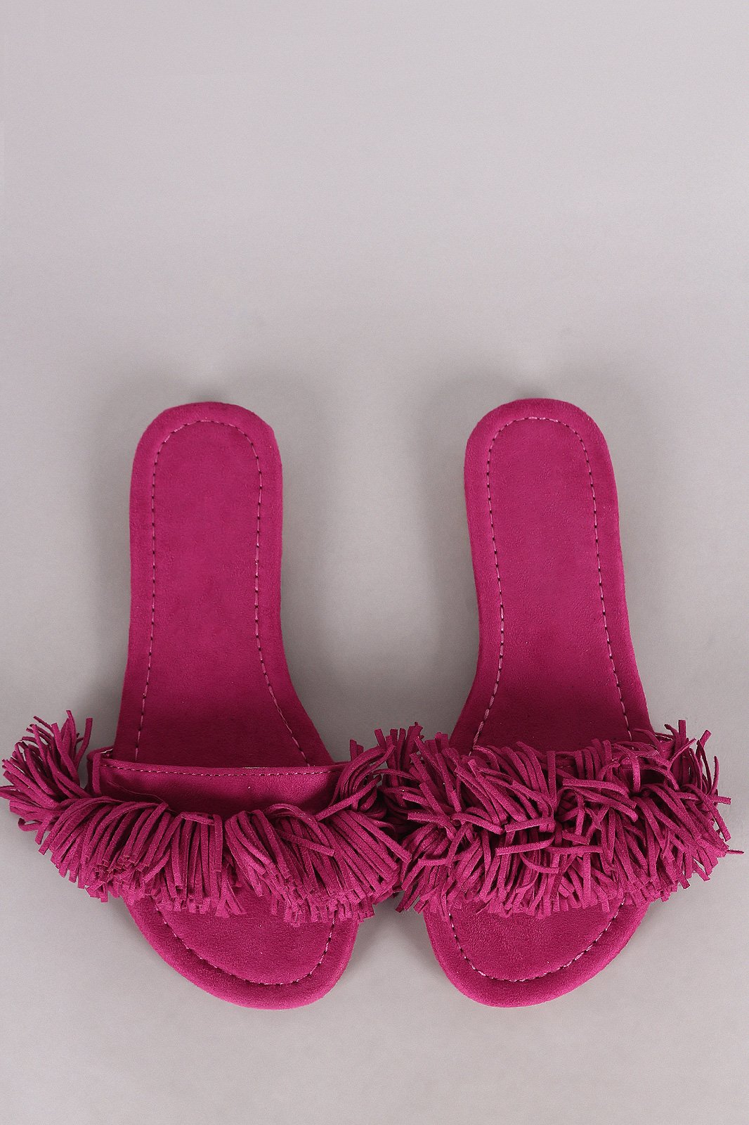 Liliana Suede Fringe Open Toe Slide Sandal - NoveltyOne