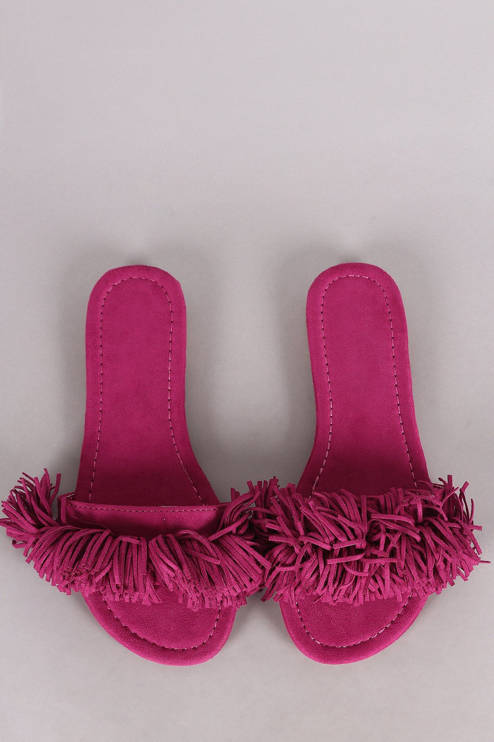 Liliana Suede Fringe Open Toe Slide Sandal - NoveltyOne