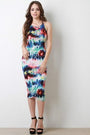 Tie Dye Cross-Back Midi Dress