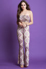 Geo Pattern Tube Top With High Waist Flare Pants Set - NoveltyOne