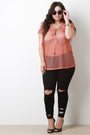 Honeycomb Mesh Lace-Up Top