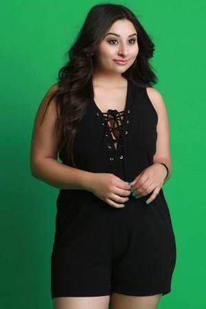 Corset Lace-Up Sleeveless Romper