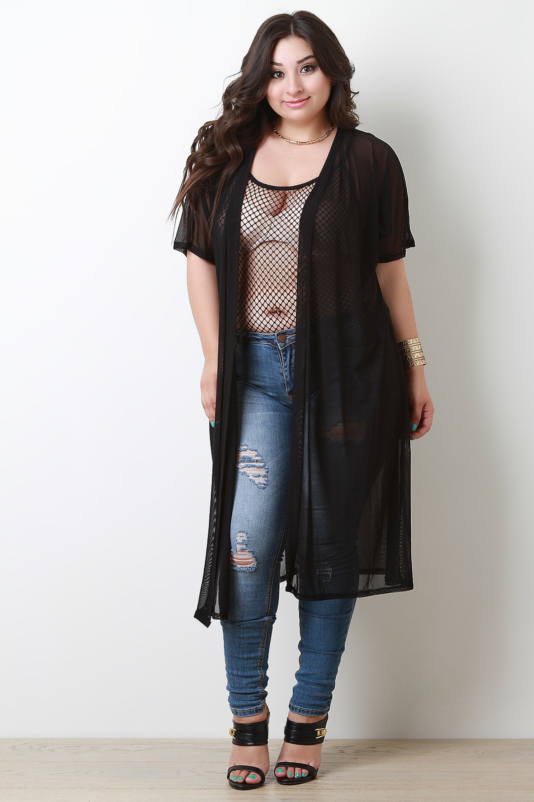 Longline Short Sleeves Mesh Cardigan - NoveltyOne