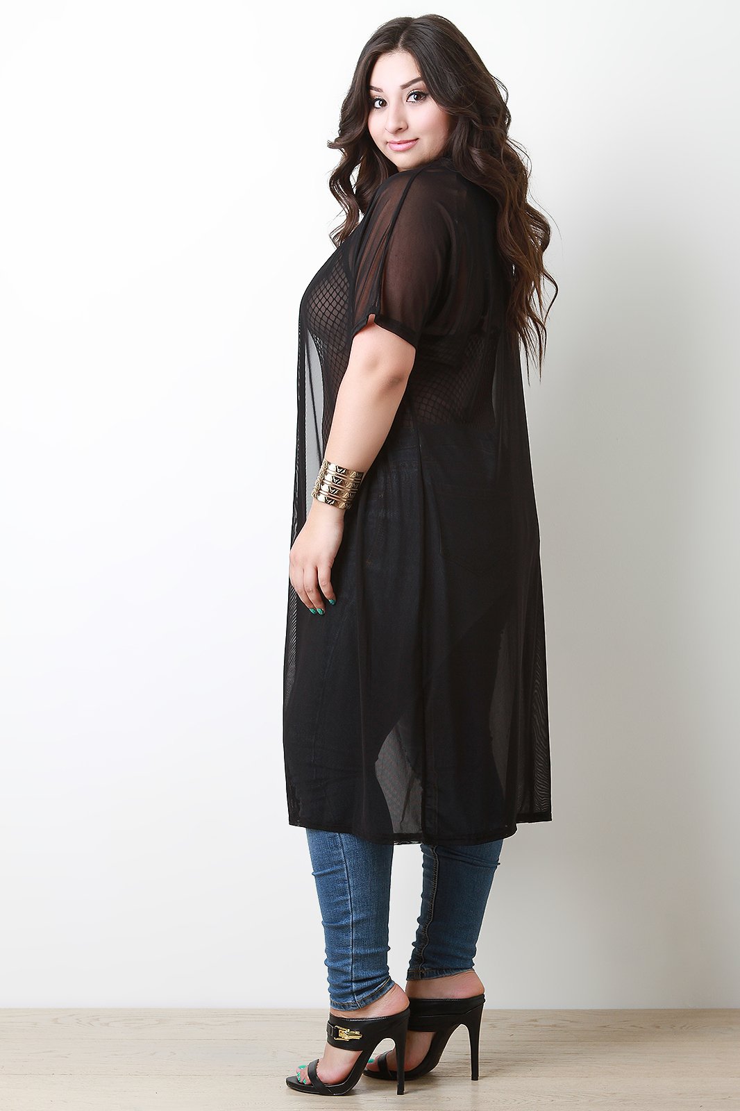 Longline Short Sleeves Mesh Cardigan - NoveltyOne