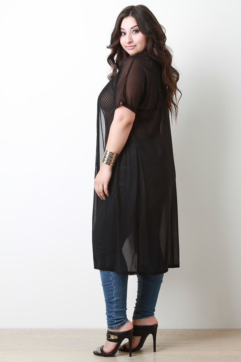 Longline Short Sleeves Mesh Cardigan - NoveltyOne