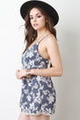 Floral Print Lace Trim Romper