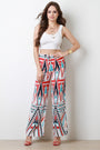 Geo Pattern High Waisted Palazzo Pants - NoveltyOne