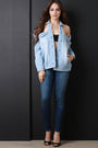 Cold Shoulder Denim Jean Jacket