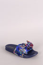 Bamboo Satin Embroidered Brocade Bow Slide Sandal