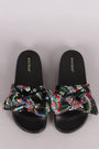 Bamboo Satin Embroidered Brocade Bow Slide Sandal