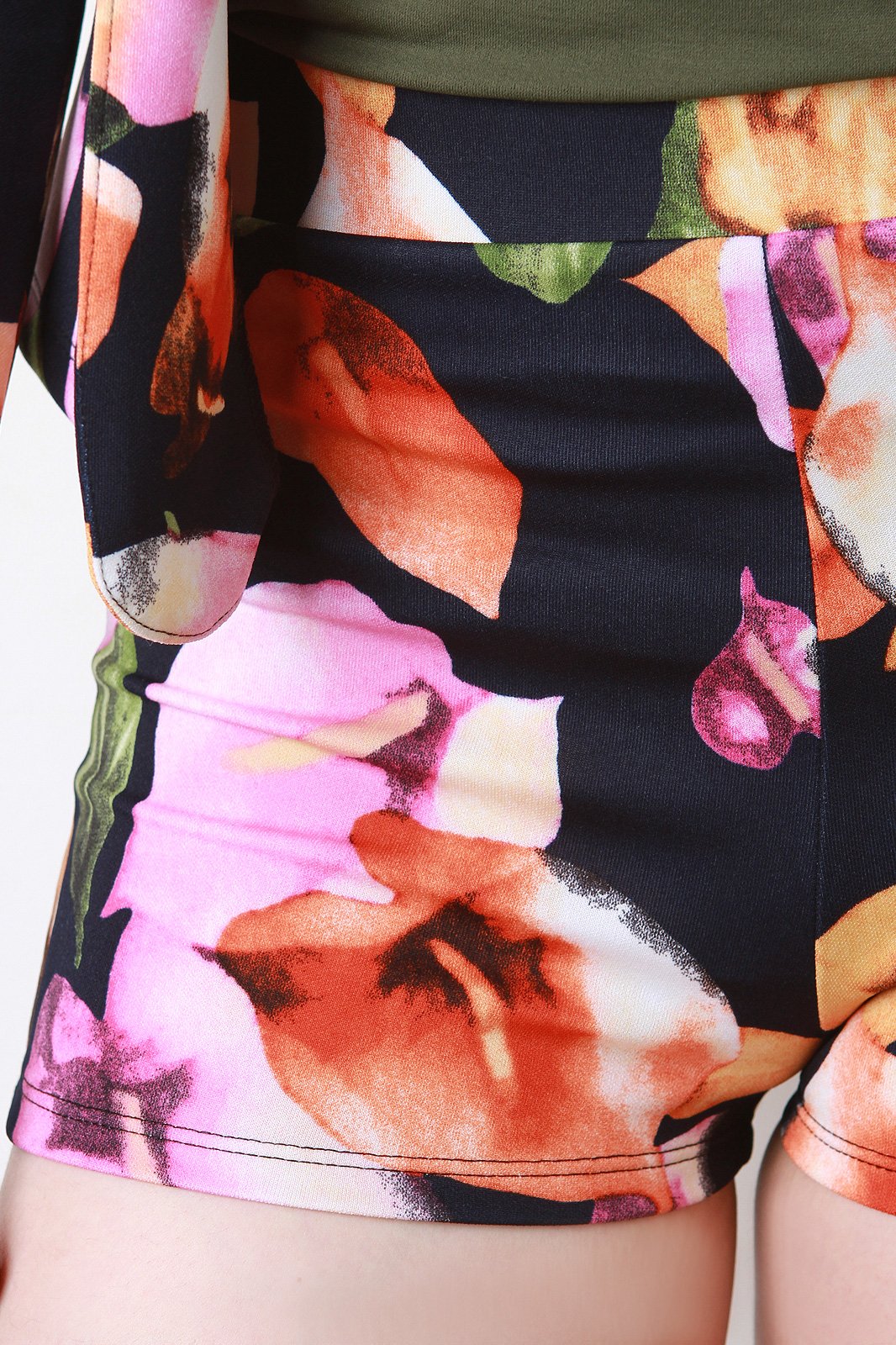 Floral Print Blazer With High Waisted Shorts Set