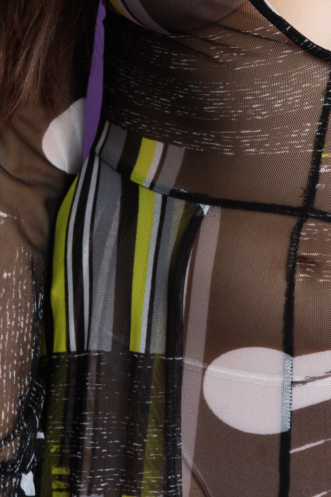 Circle And Striped Mesh Maxi Jumpsuit