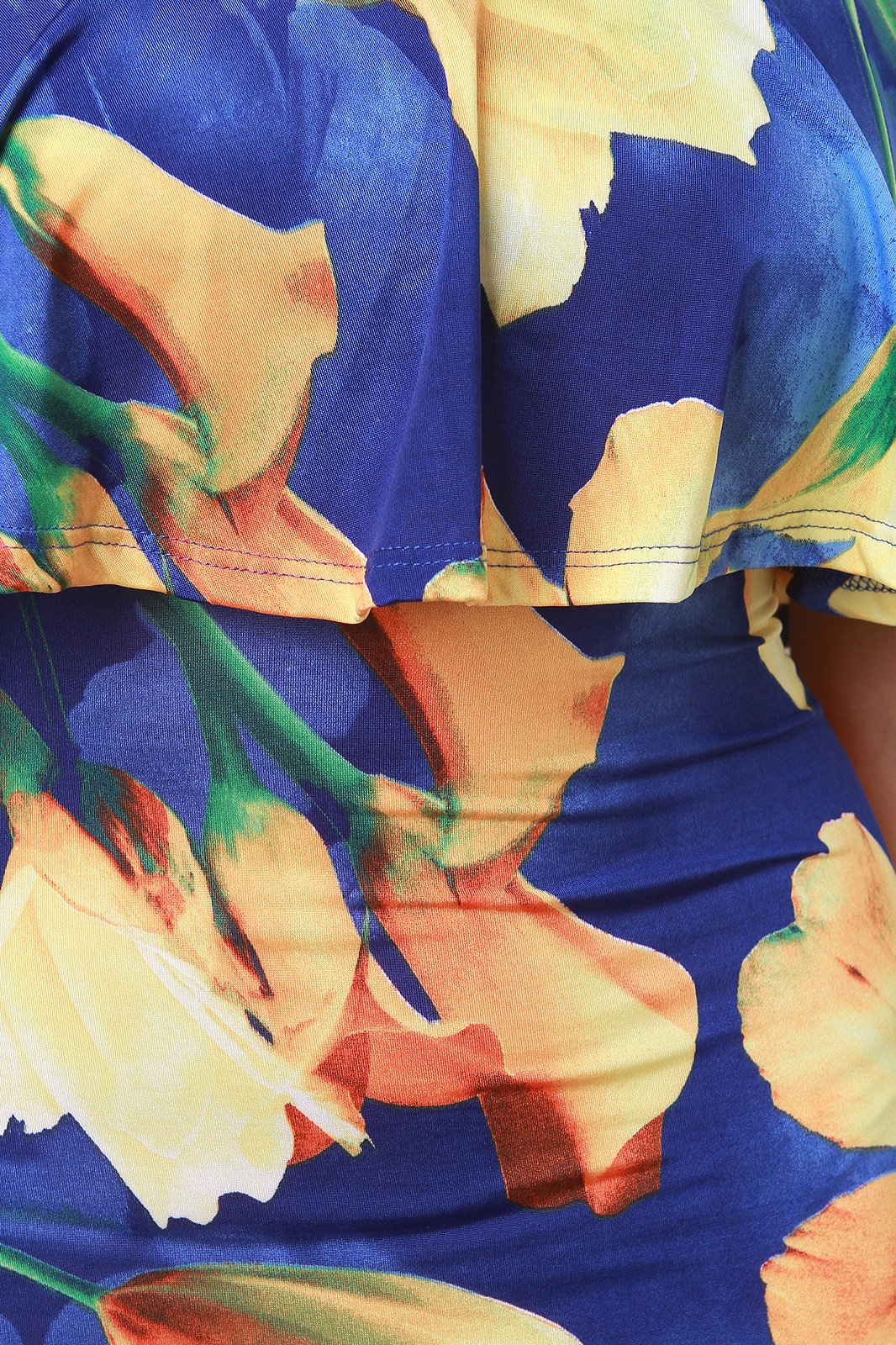 Flutter Bardot Floral Fitted Maxi Dress