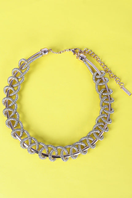 Intertwined Metallic Wire Collar Necklace