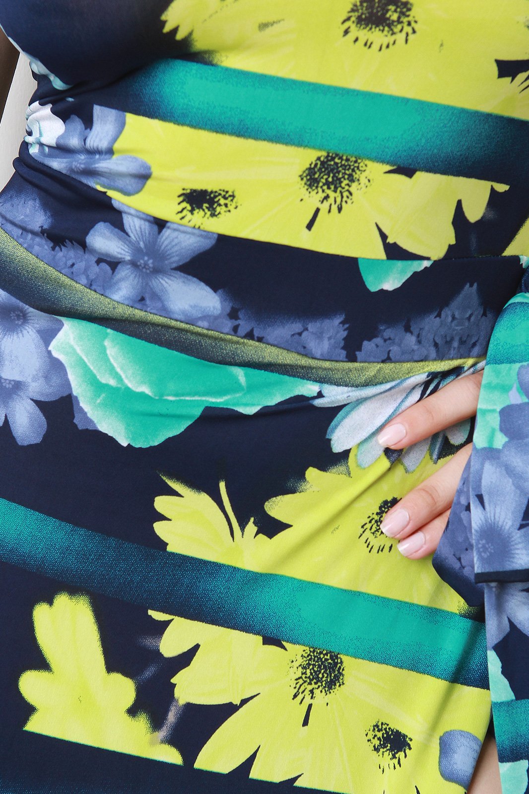 Floral Striped High Slit Maxi Dress