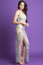 Sheer Mesh Floral Embroidery Maxi Dress