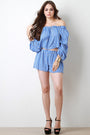 Striped Balloon Statement Sleeve Two Piece Matching Set