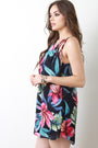 Tropical Floral Chiffon Shift Dress