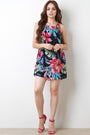 Tropical Floral Chiffon Shift Dress