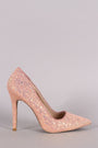 Qupid Encrusted Iridescent Glitter Pointy Toe Stiletto Pump