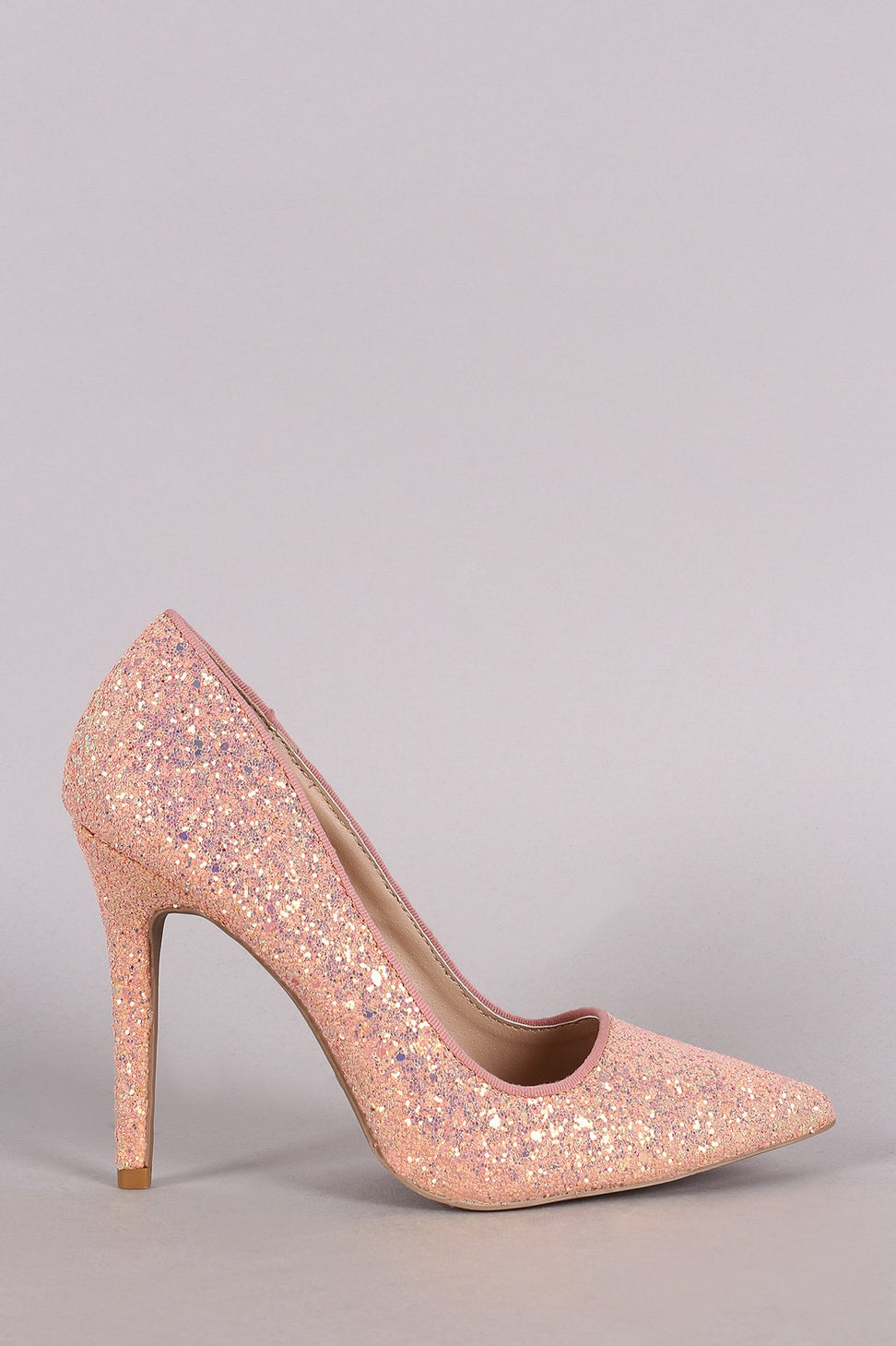 Qupid Encrusted Iridescent Glitter Pointy Toe Stiletto Pump