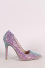 Qupid Encrusted Iridescent Glitter Pointy Toe Stiletto Pump