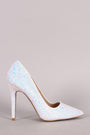 Qupid Encrusted Iridescent Glitter Pointy Toe Stiletto Pump