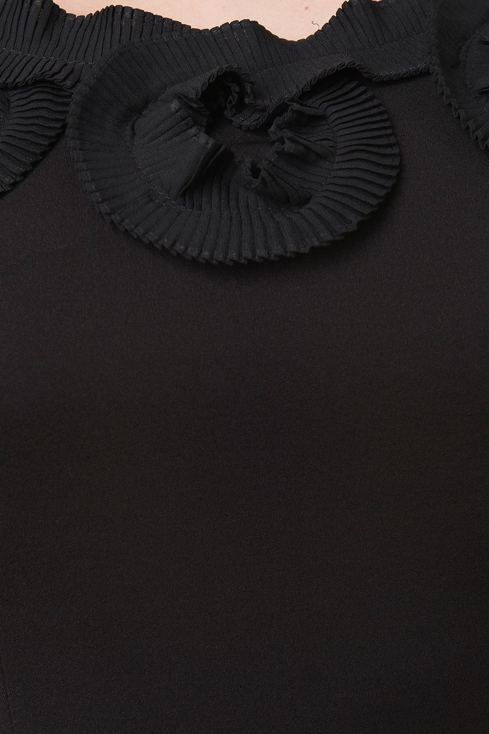 Pleated Floral Neckline Maxi Dress