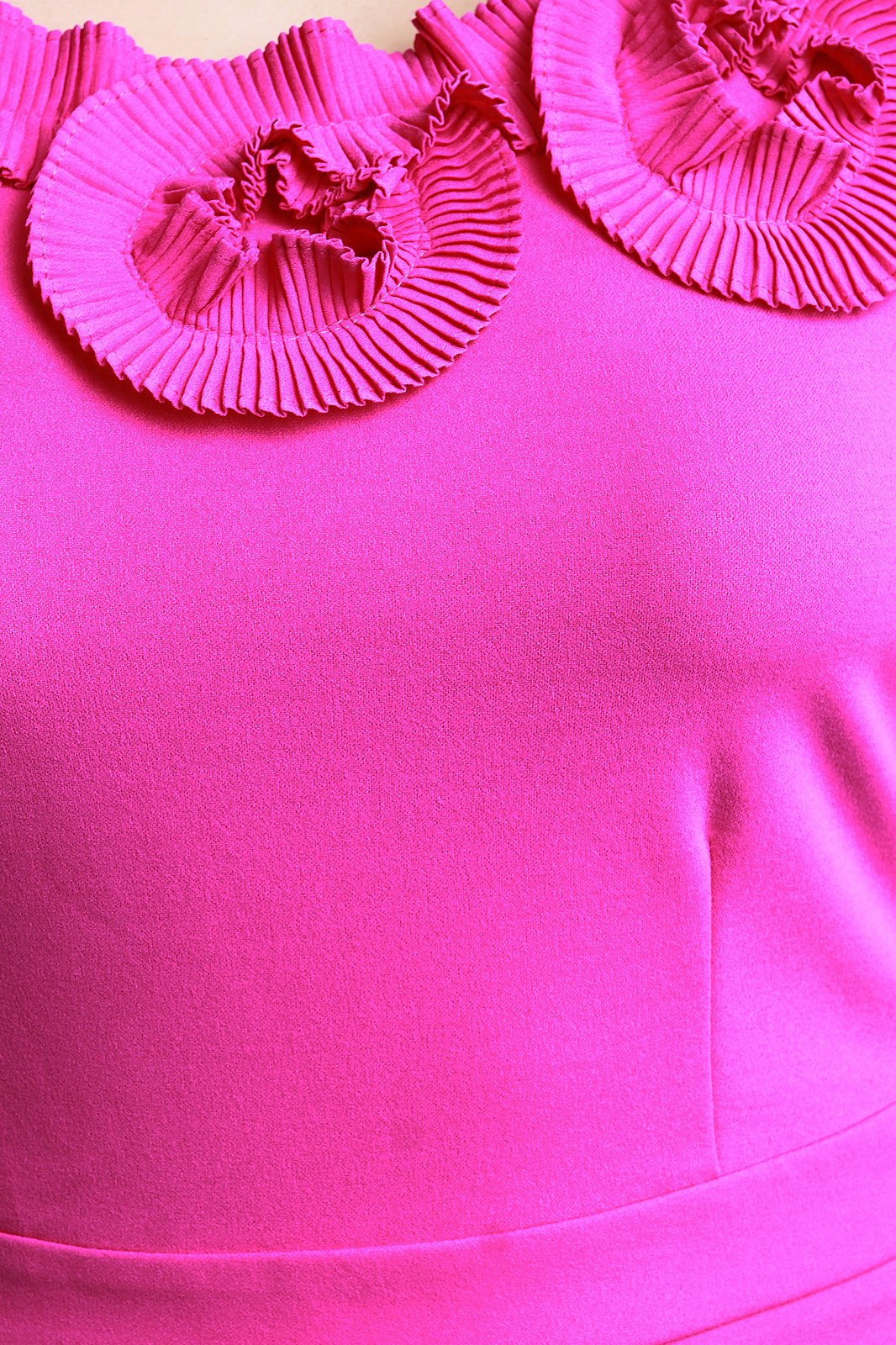 Pleated Floral Neckline Maxi Dress