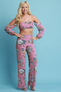 Floral Print Off Shoulder Crop Top With Palazzo Pants Set