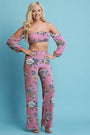 Floral Print Off Shoulder Crop Top With Palazzo Pants Set