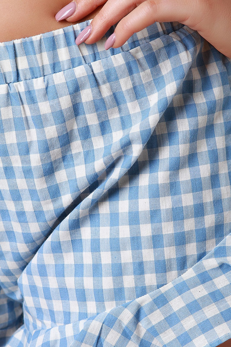 Gingham Ruffle Hem Shorts - NoveltyOne