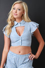 Gingham Ruffle Crop Shirt - NoveltyOne