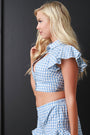 Gingham Ruffle Crop Shirt - NoveltyOne