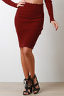 Rib Knit Raw-Edge Pencil Skirt