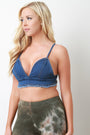 Stretch Frayed Denim Bralette Top