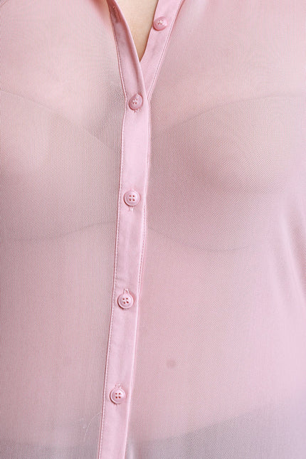 Semi-Sheer Button-Up Maxi Top