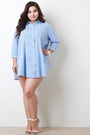 Vertical Pinstripe Button Up Shirt Dress