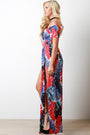 Feather And Palm M-Slit Maxi Dress - NoveltyOne
