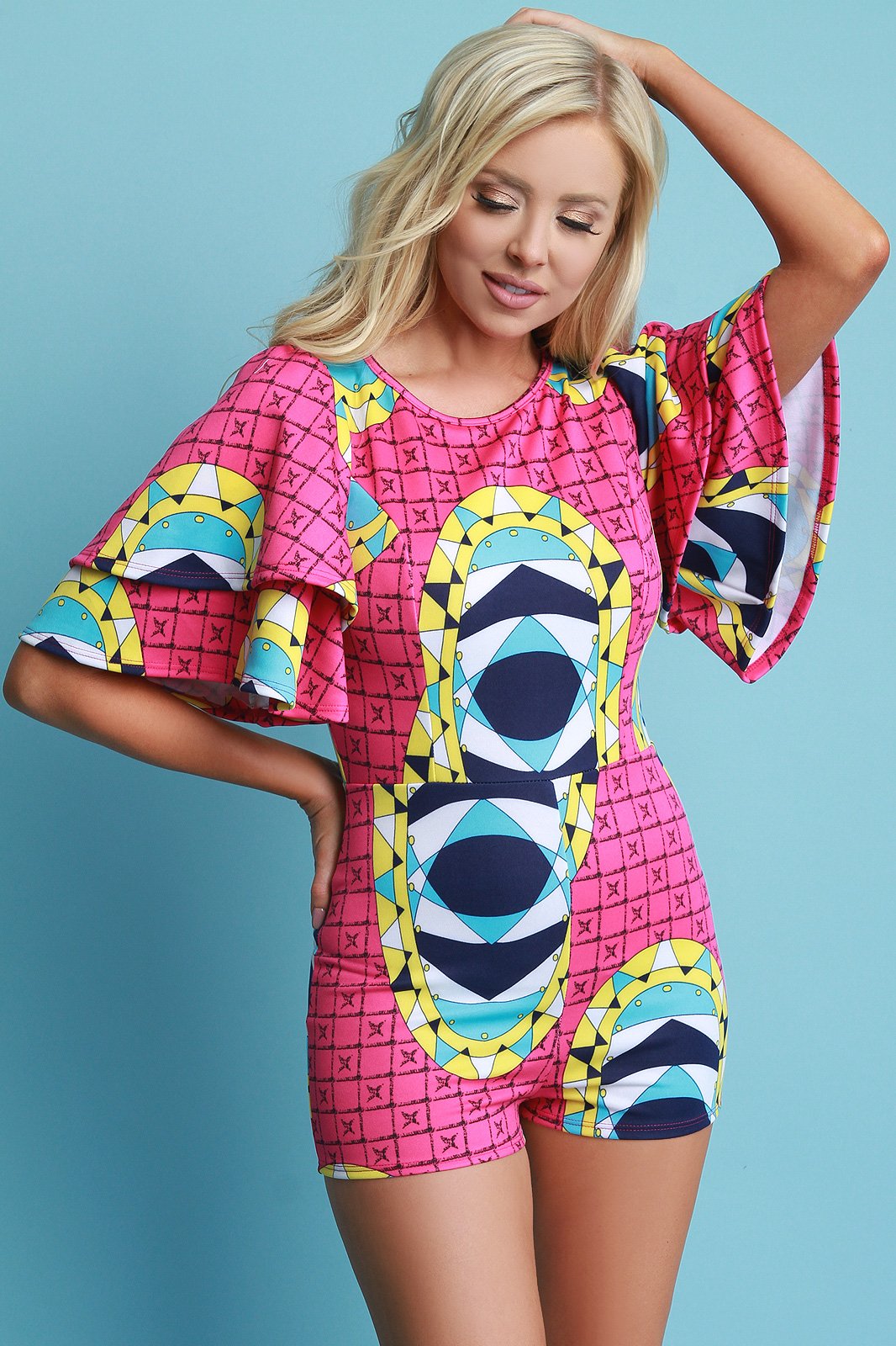 Dashiki Print Flutter Sleeves Romper