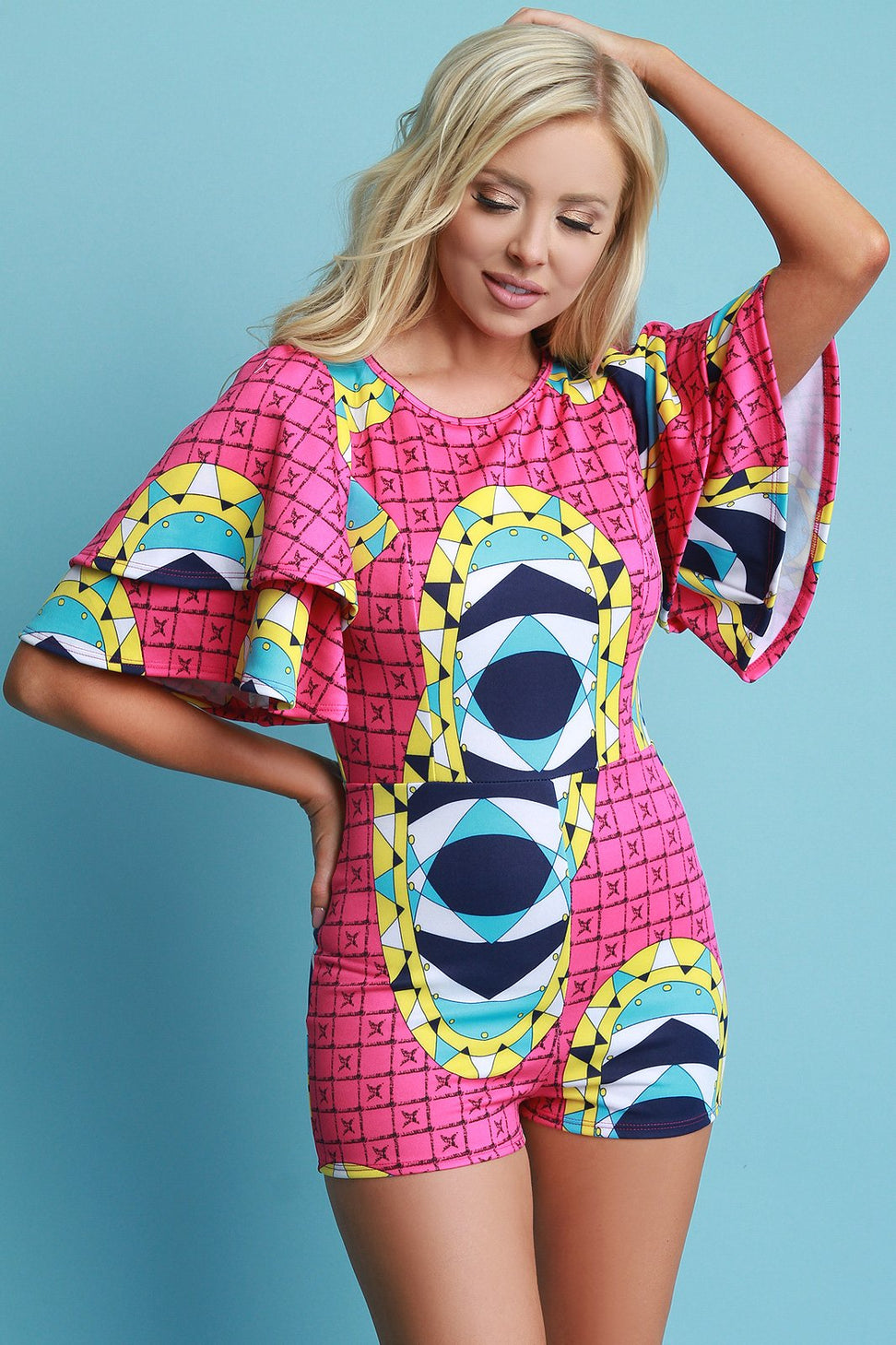 Dashiki Print Flutter Sleeves Romper