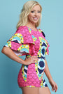 Dashiki Print Flutter Sleeves Romper