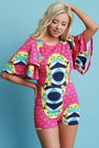 Dashiki Print Flutter Sleeves Romper