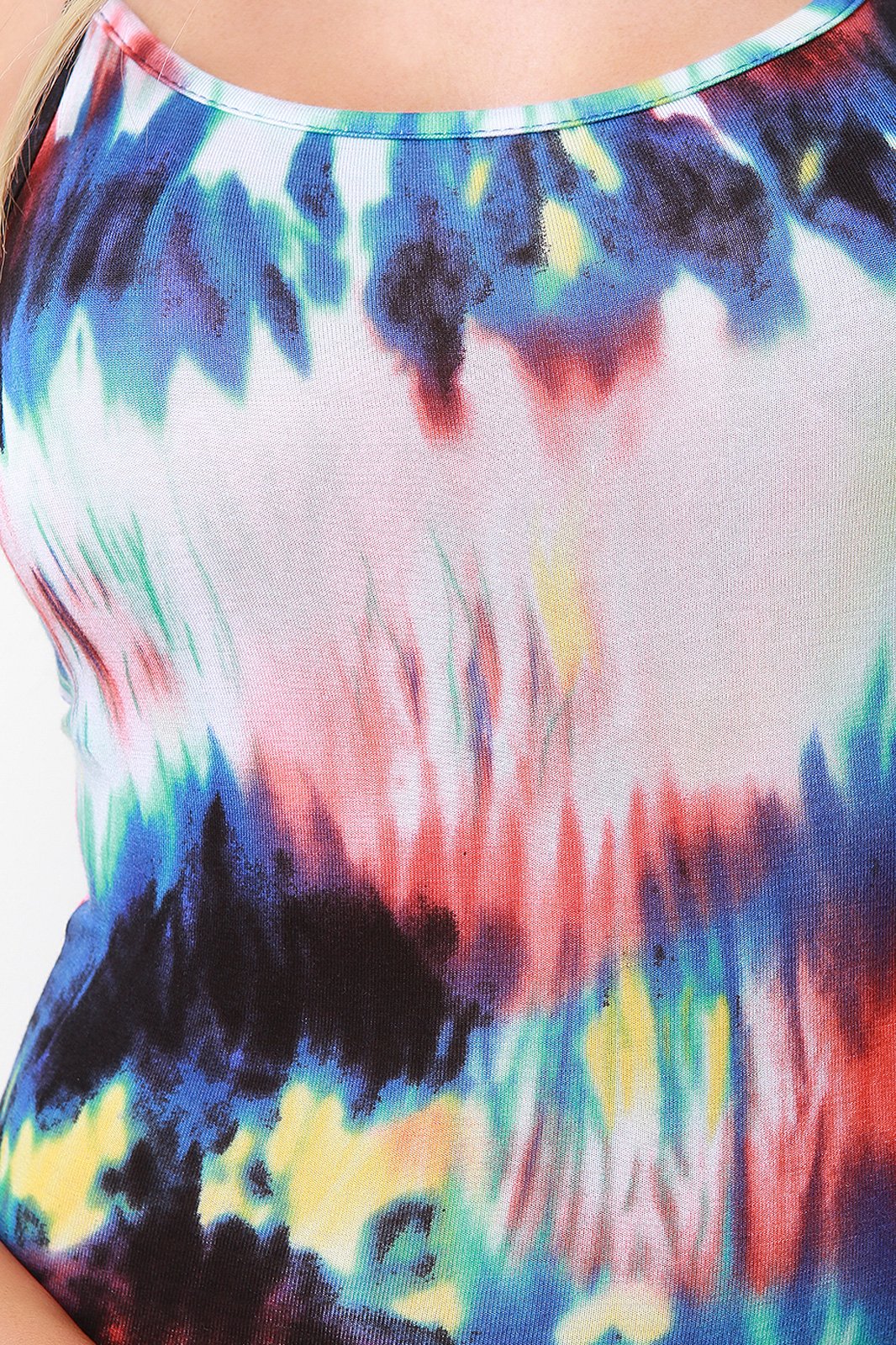 Jersey Knit Tie Dye Crisscross Back Midi Dress