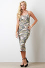 Distressed Camouflage Crisscross Back Midi Dress - NoveltyOne