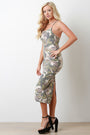 Distressed Camouflage Crisscross Back Midi Dress - NoveltyOne