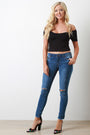 Slit Knee High Waist Skinny Jeans