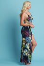 High Slit Palm Print Two Piece Dress